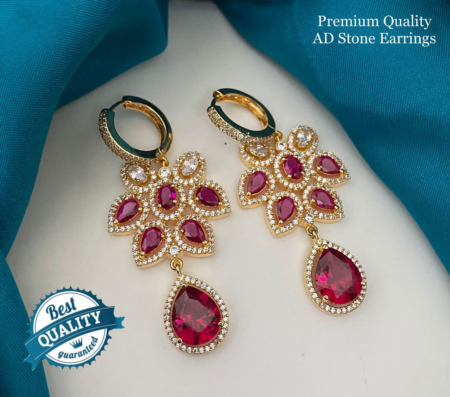Best quality american diamond earrings in gold polish | cz ad dangler earrings | cubic zirconia drop earrings silver | crystal drop earrings