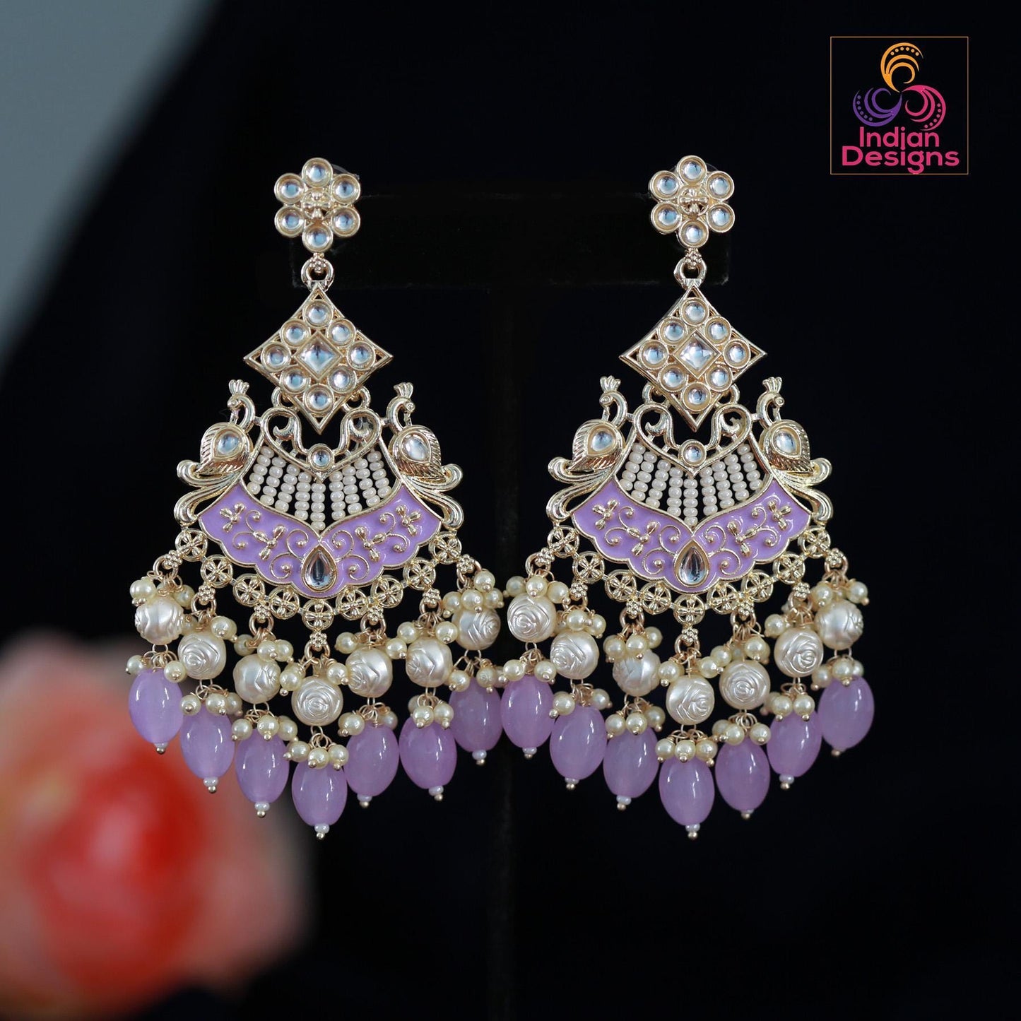 Green Meenakari Kundan Chandbali Earrings| Party Wear Long Earring| Bollywood Bridal Earrings| Indian Wedding Earrings| Pakistani Earrings