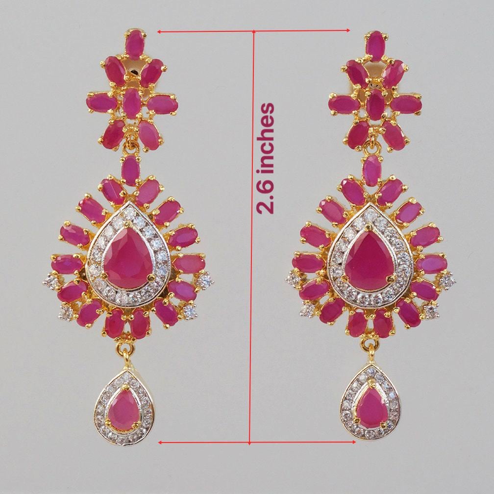 CZ Bollywood Fashion Diamond Party Wear Dangling drop Earrings|Women's Fashion Trending Earrings|South Indian Unique Dangle Earrings
