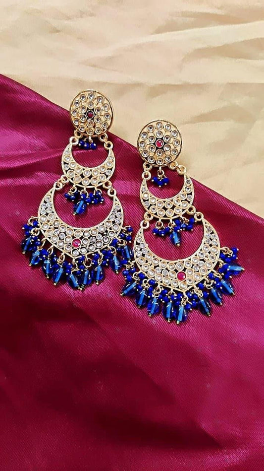 Bollywood Kundan chandelier Earrings | Indian Chandbali Earrings | Bridal Statement Earrings | Punjabi Pakistani Wedding Earrings