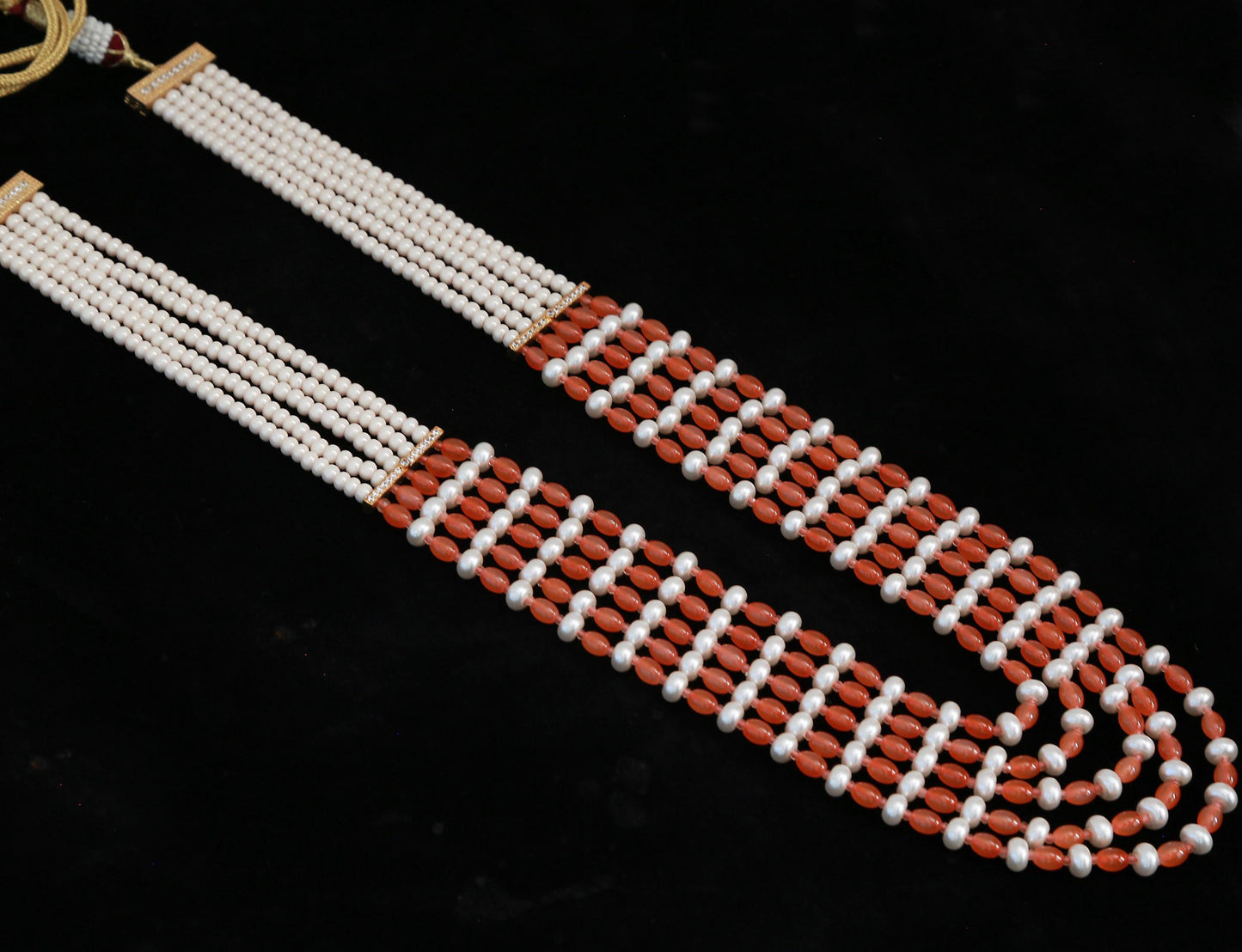 Multi-strand pearl & bead rani haar mala necklace| long indian wedding necklace| ruby/teal/amber/purple| gift for her