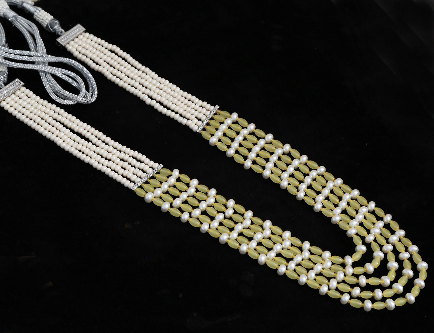 Multi-strand pearl & bead rani haar mala necklace| long indian wedding necklace| ruby/teal/amber/purple| gift for her