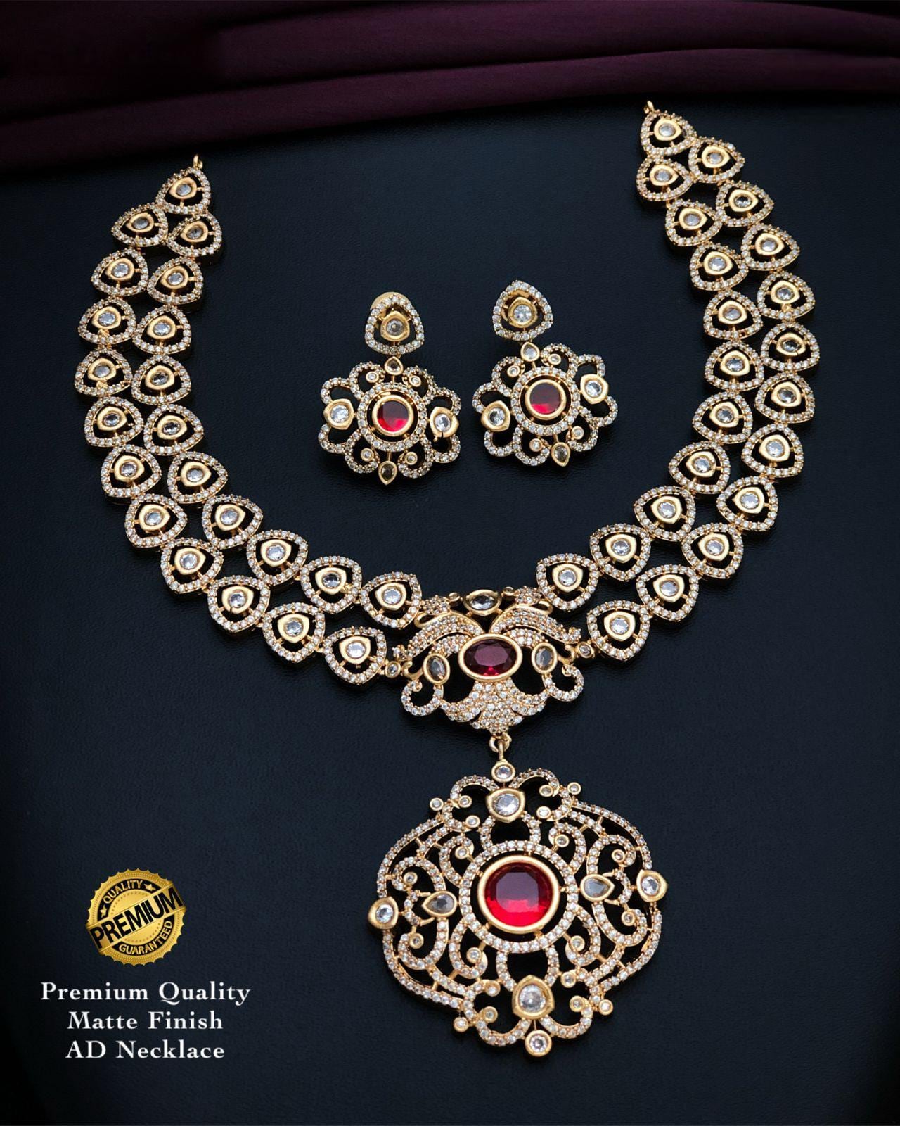Victorian Style AD Kundan Choker Necklace with Designer Pendant| Gold Plated Antique Statement Necklace| American diamond wedding Jewelry
