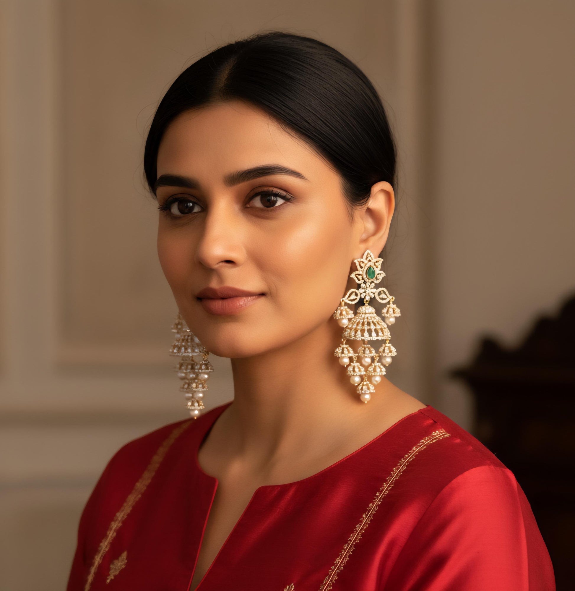 Grand american diamond jhumka earrings| cz bridal wedding danglers| ruby green purple stone jhumkis| statement earrings| fancy gift for her