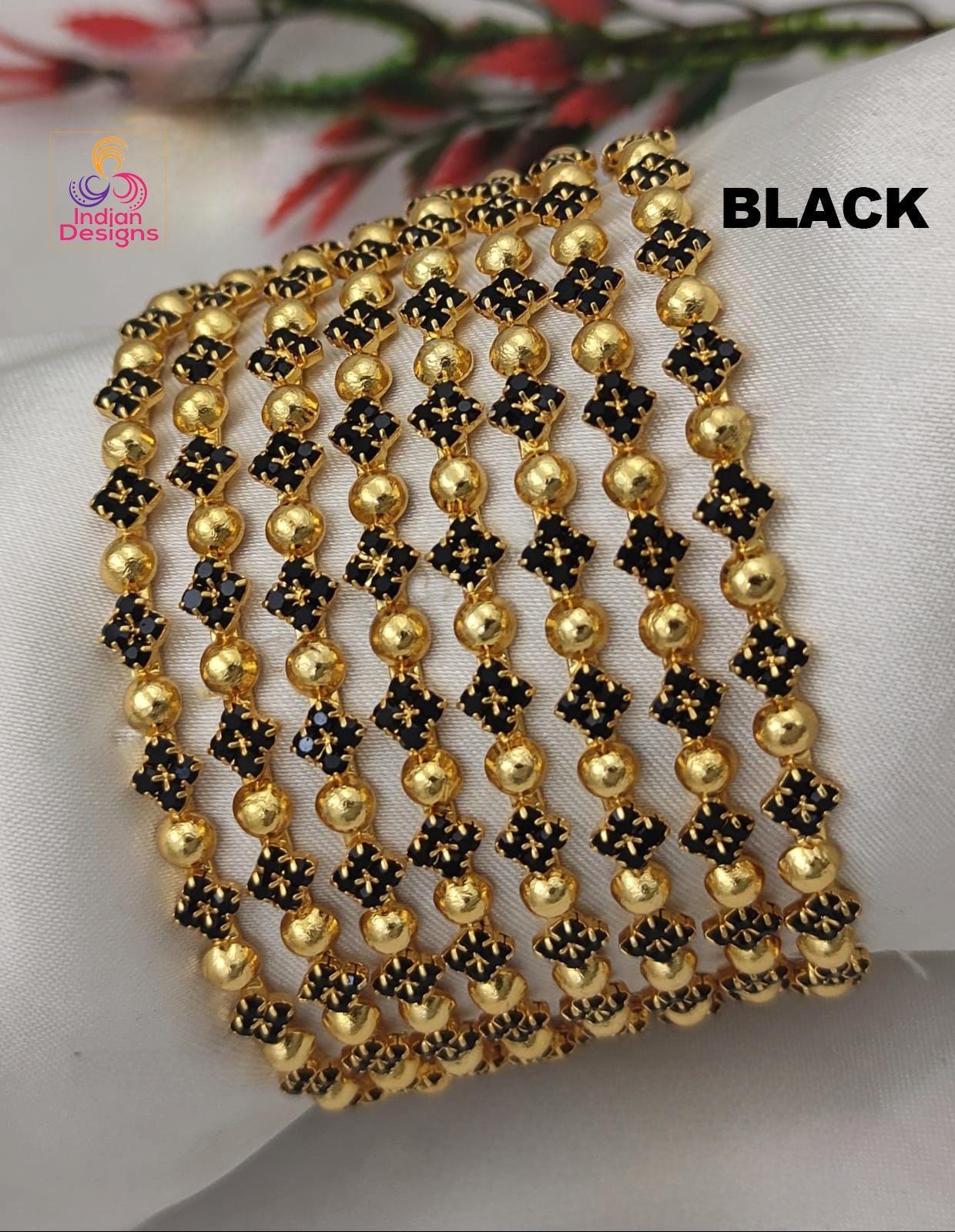 One gram gold black stone bangles set of 12| american diamond gold stone crystal wedding bangle set |bollywood style bangles| gift for her