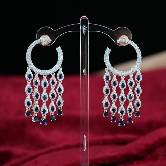 Earrings for women| chandelier earrings diamond in Rose Gold Finish | multi strand dangle earrings | indian wedding earrings online shopping