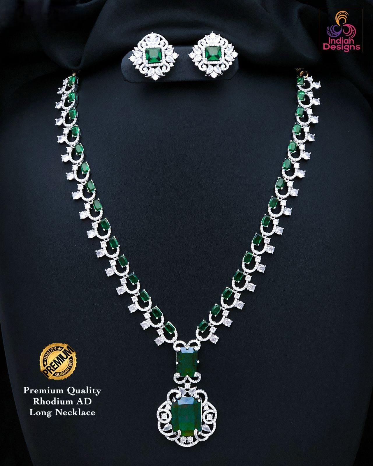 Nita Ambani necklace design| Indian Bollywood Wedding Jewelry| American Diamond Statement Necklace| AD Mint/Pink bridal jewelry|Gift for her