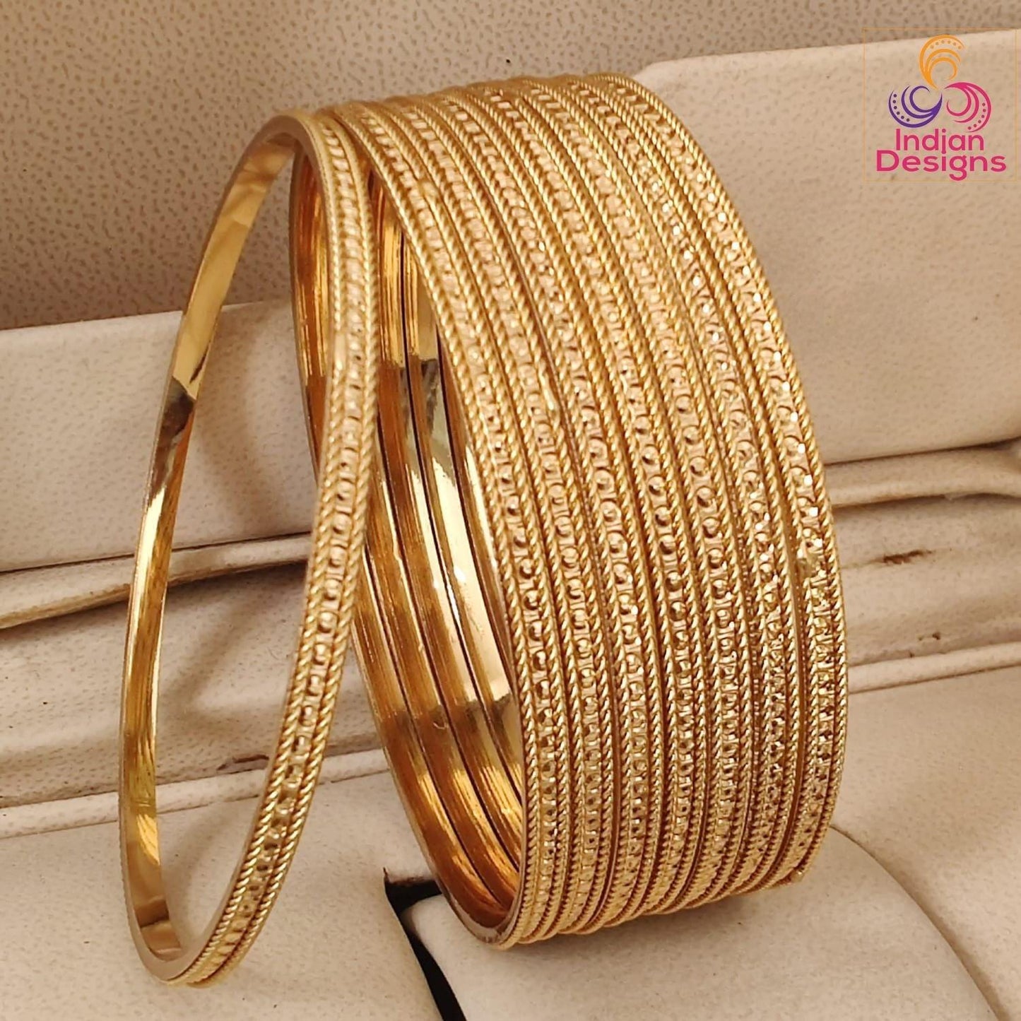Gold Plated Bangles Set of 8| Indian Daily Wear Dotted chudi|1 Gram Gold Stacking Bracelets| Bracelets| Office Wear Bangles| Gift for Her