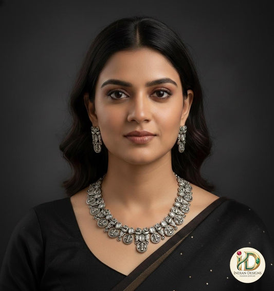 Oxidized Silver Ganesha Coin Necklace Set| German Silver Temple Jewelry| Indian Boho Choker| Tribal Necklace| Navratri Choker| Gift for her