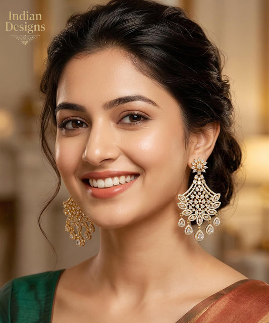 CZ stone Indian Earrings| Large Bridal Statement Jhumka| Ruby Pink Diamond Drop Earrings| Bollywood Party Wear Earrings| Gift for Her