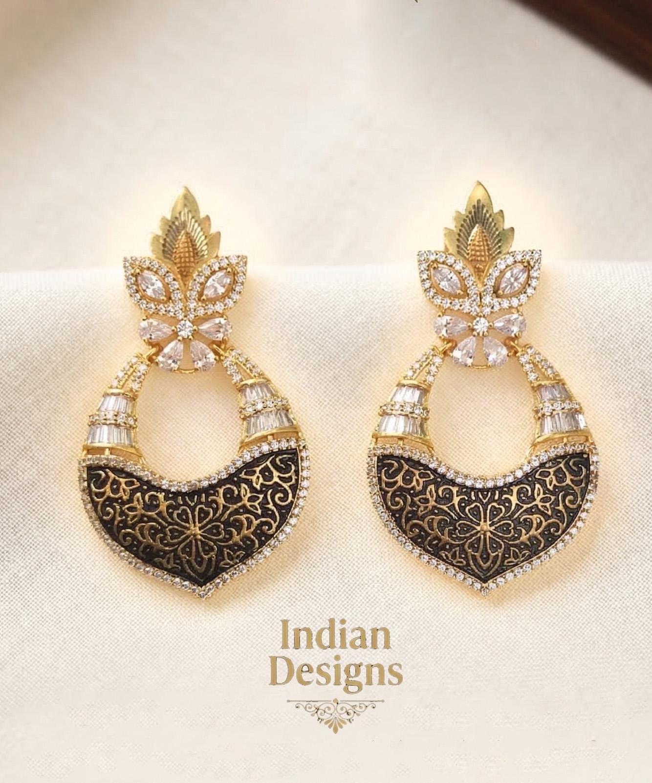 Antique Gold Chandbali Earrings| Indian Nakshi Fusion Jhumka| Ruby Emerald Statement Earrings| Bollywood Party Wear Earrings| Gift for her