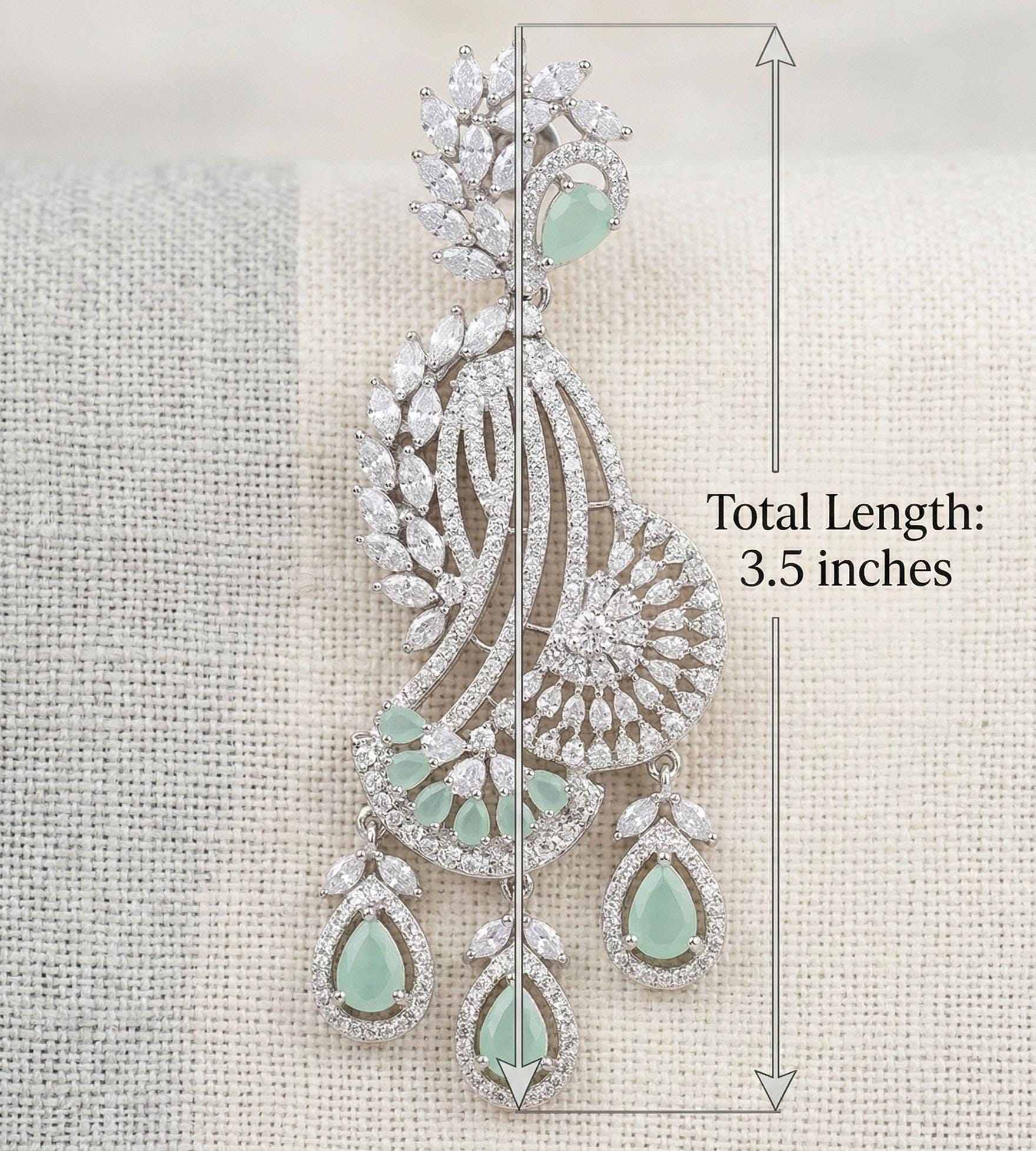 Rose gold american diamond indian wedding earrings | statement bridal earrings | bollywood jewelry chandbalis | pakistani fashion earrings