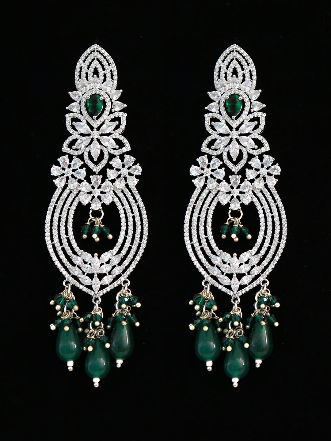 Rose gold American Diamond earrings bridal | Floral design diamond earrings in Gold Rose | Earrings Bollywood style | Statement earrings