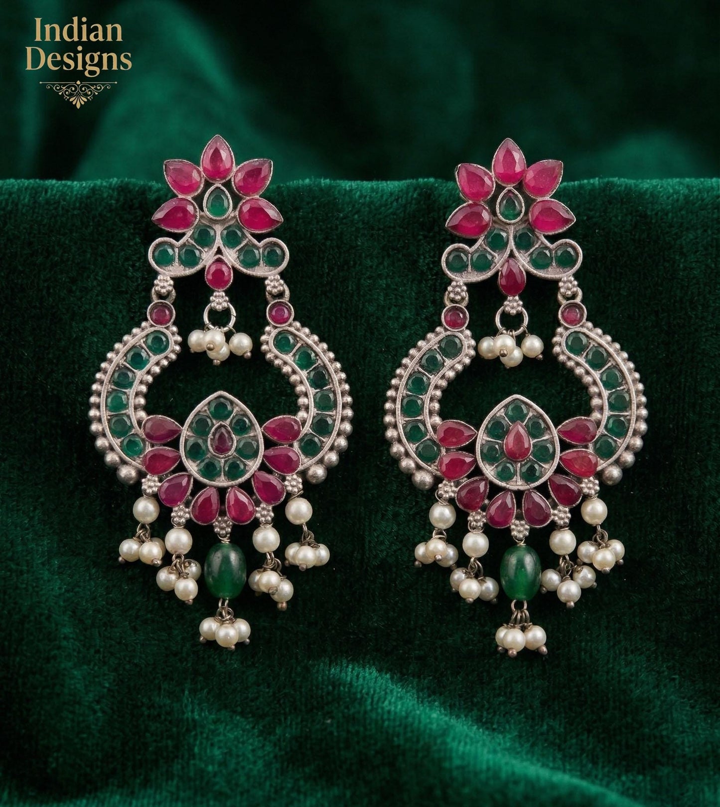 Oxidized silver chandbali earrings |light weight german silver chandbali earrings |indian bollywood fashion dangle earrings with pearl drops