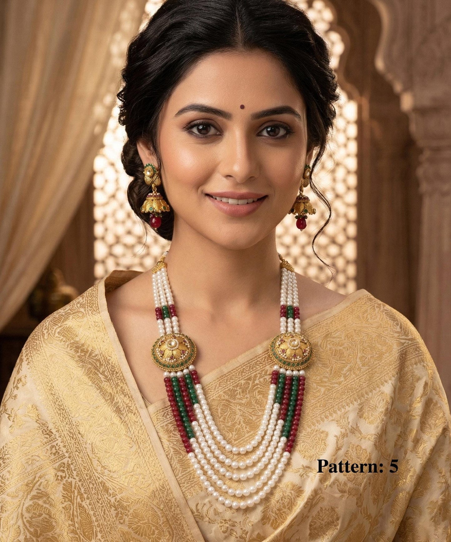 Colorful Faux Pearl Beaded Necklace Jewelry Jhumpa Earrings