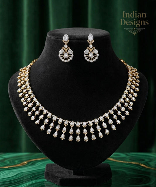 AD stone Choker necklace and Earrings| Statement necklace| Lightweight party wear Jewelry| Indian Wedding jewelry| Gift for her