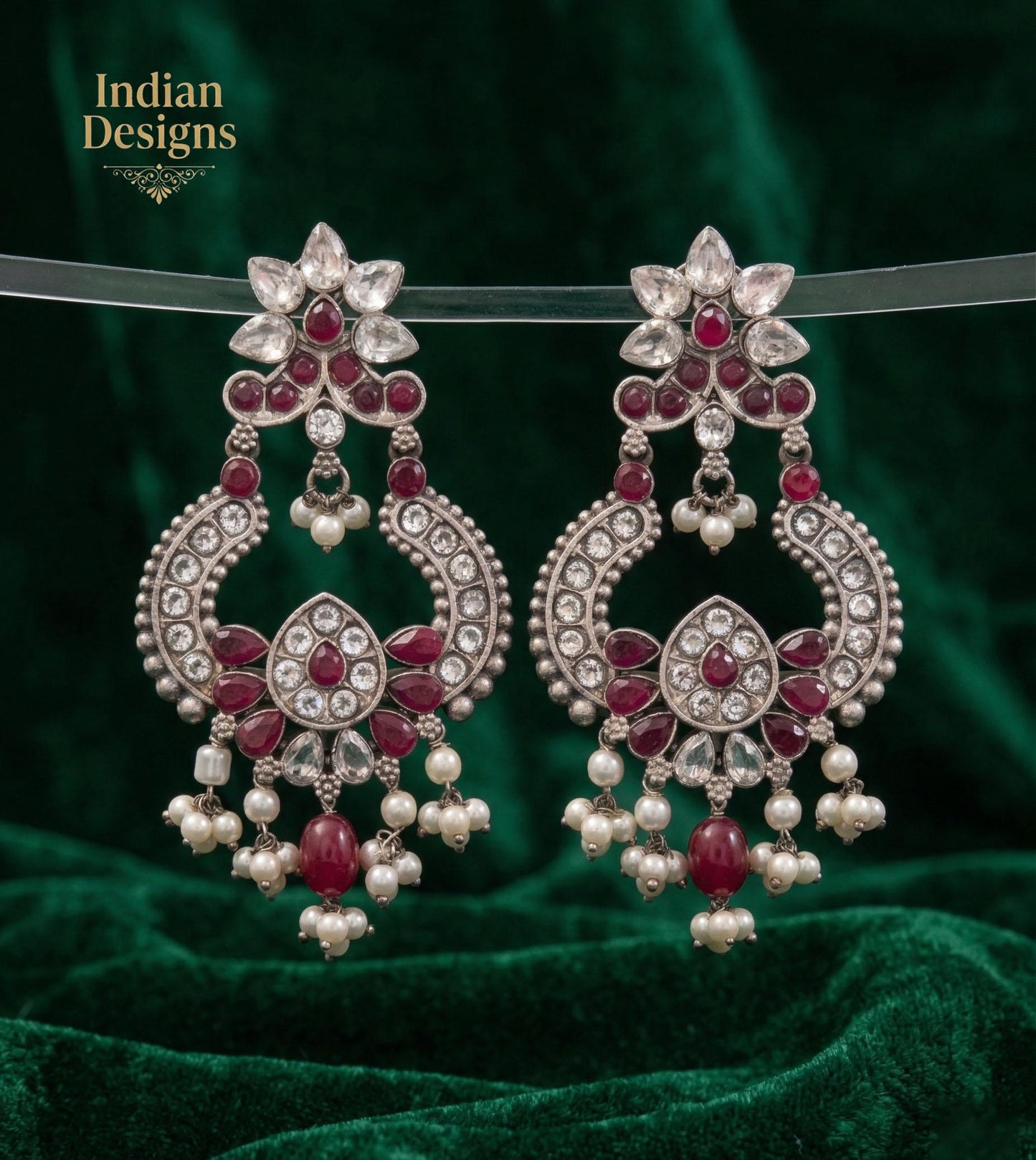 Oxidized silver chandbali earrings |light weight german silver chandbali earrings |indian bollywood fashion dangle earrings with pearl drops