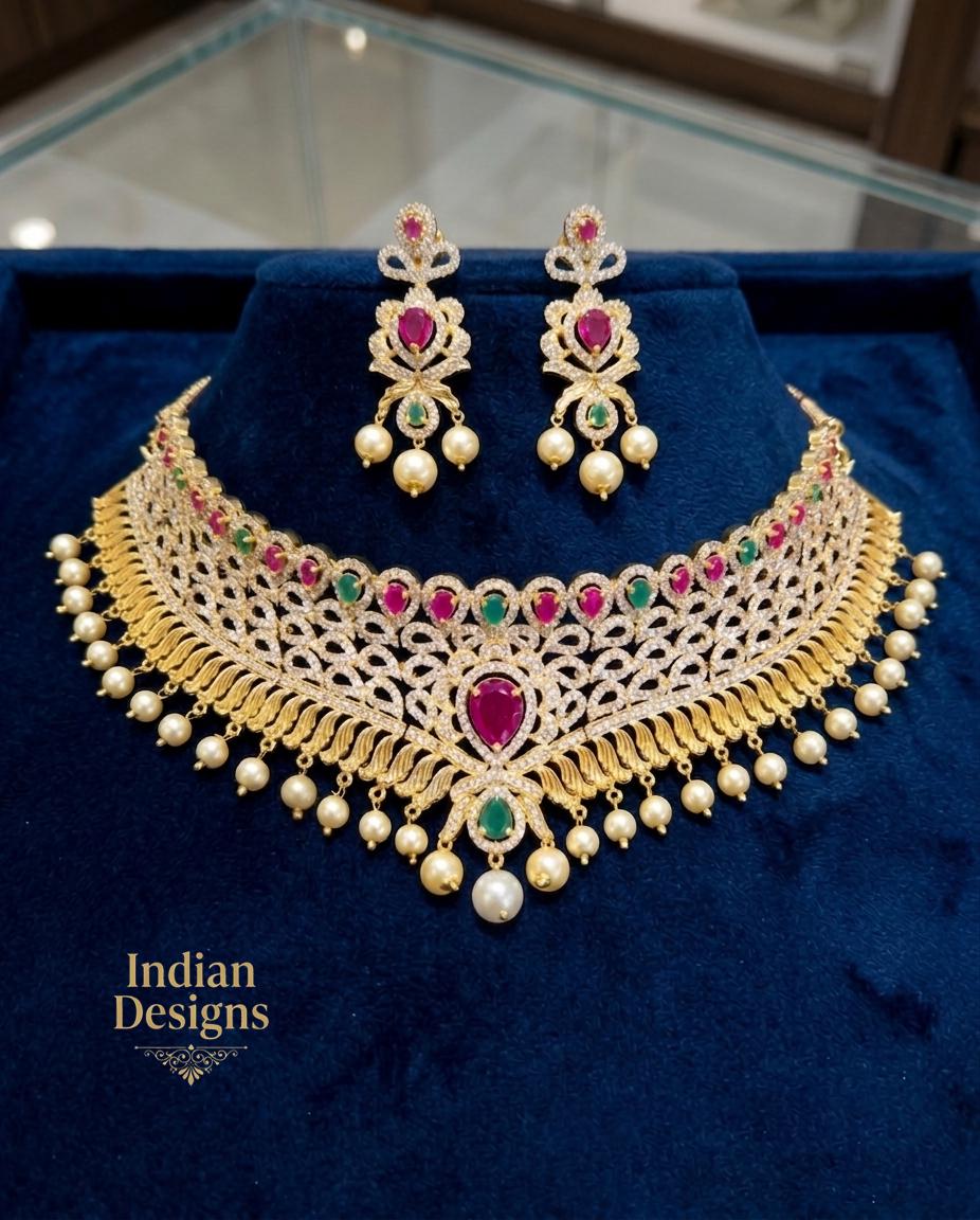 Traditional Gold Plated Choker Set| Statement Necklace and Jhumka Earrings| Ethnic Indian Wedding Jewelry| Bridal choker| Gift for Her,