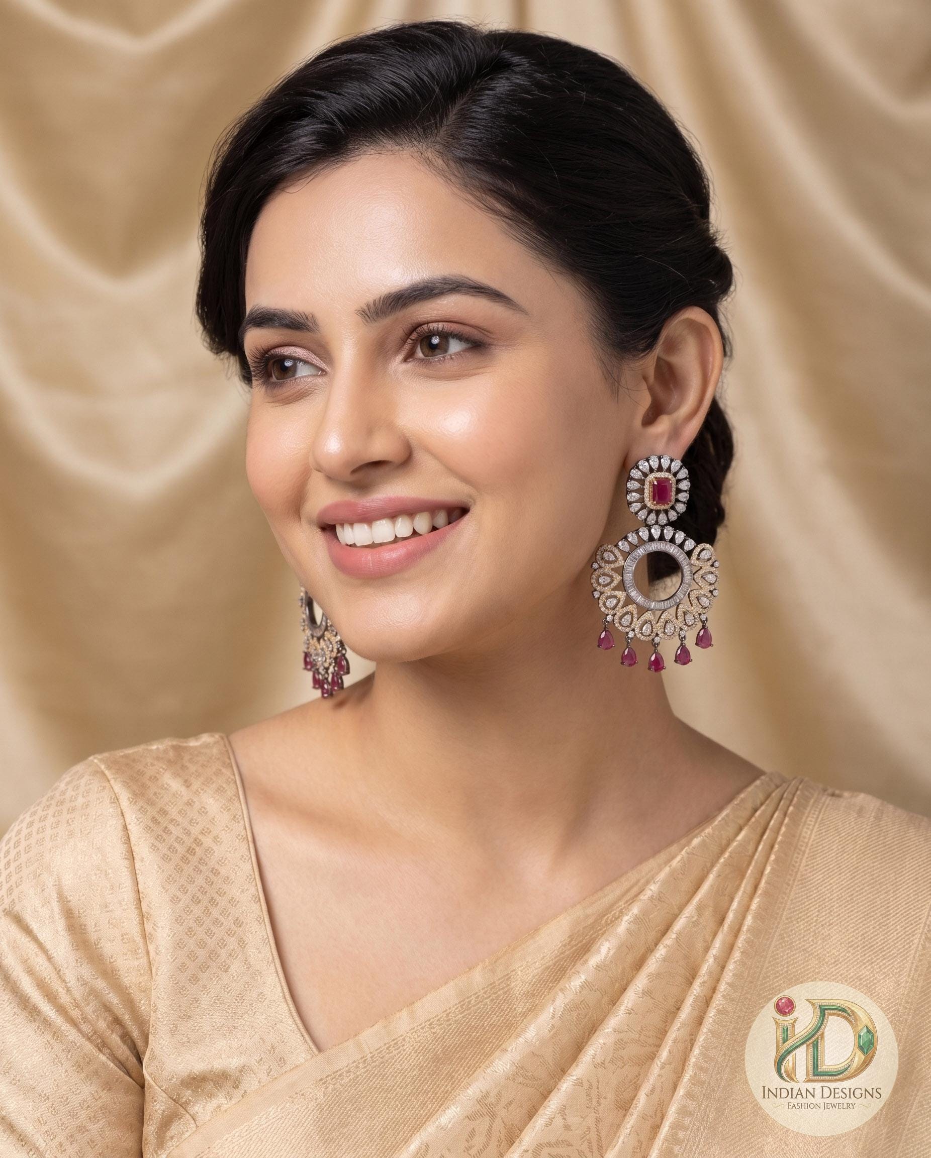 Vintage Ethnic Round Glass Crystal Antique Gold Clear Rhinestone Long Drop Dangle Earrings For Prom, Bridesmaids