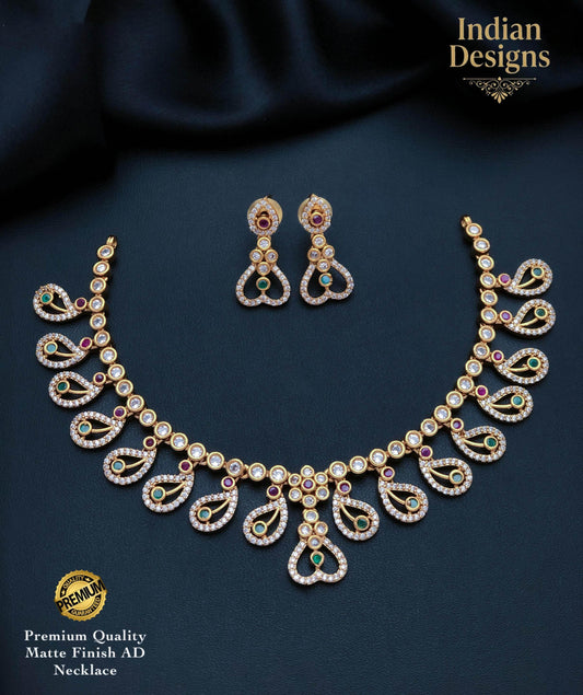 Antique gold ruby & green necklace earrings set| traditional ad stone choker| south indian wedding party wear jewelry set | gift for her