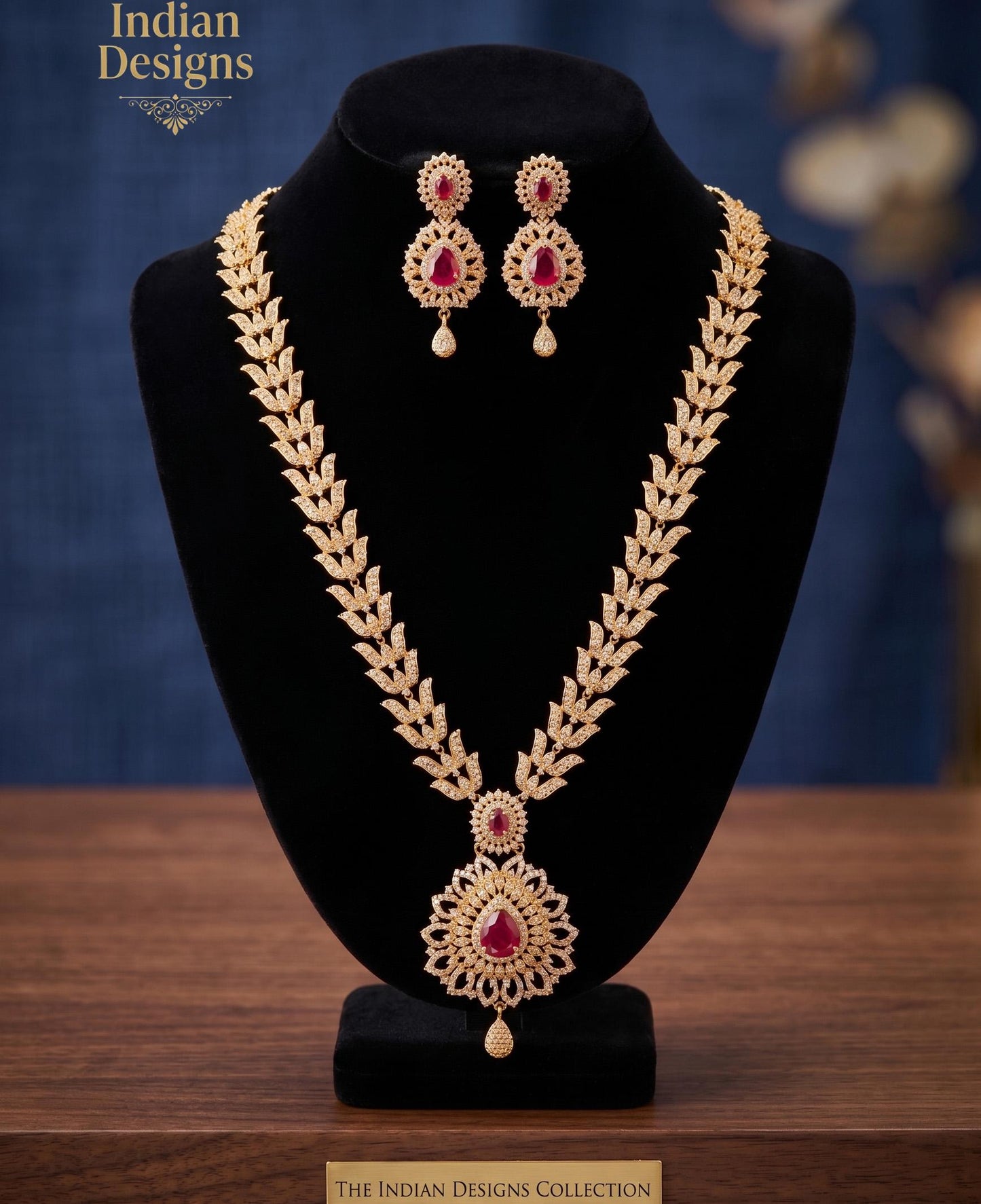 Indian AD Bridal long clear stone Jewelry set, crystal jewelry set, wedding necklace set, traditional bridal choker necklace set