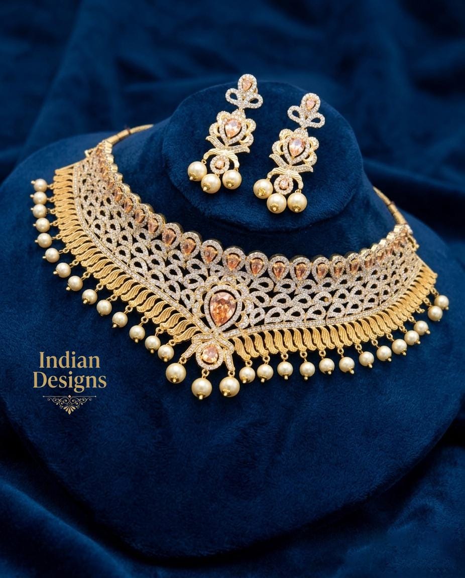 Traditional Gold Plated Choker Set| Statement Necklace and Jhumka Earrings| Ethnic Indian Wedding Jewelry| Bridal choker| Gift for Her,