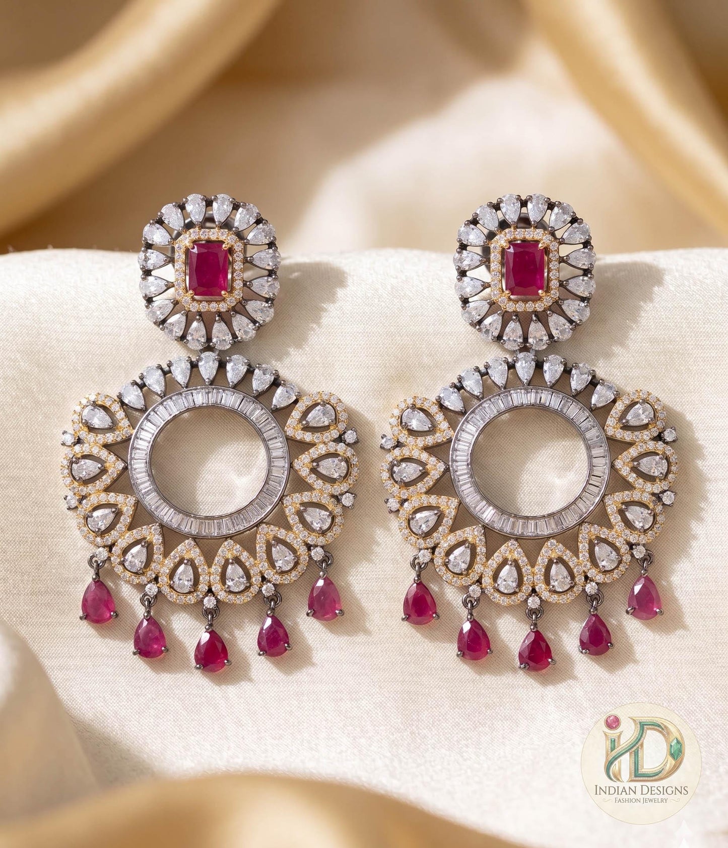 Vintage Ethnic Round Glass Crystal Antique Gold Clear Rhinestone Long Drop Dangle Earrings For Prom, Bridesmaids
