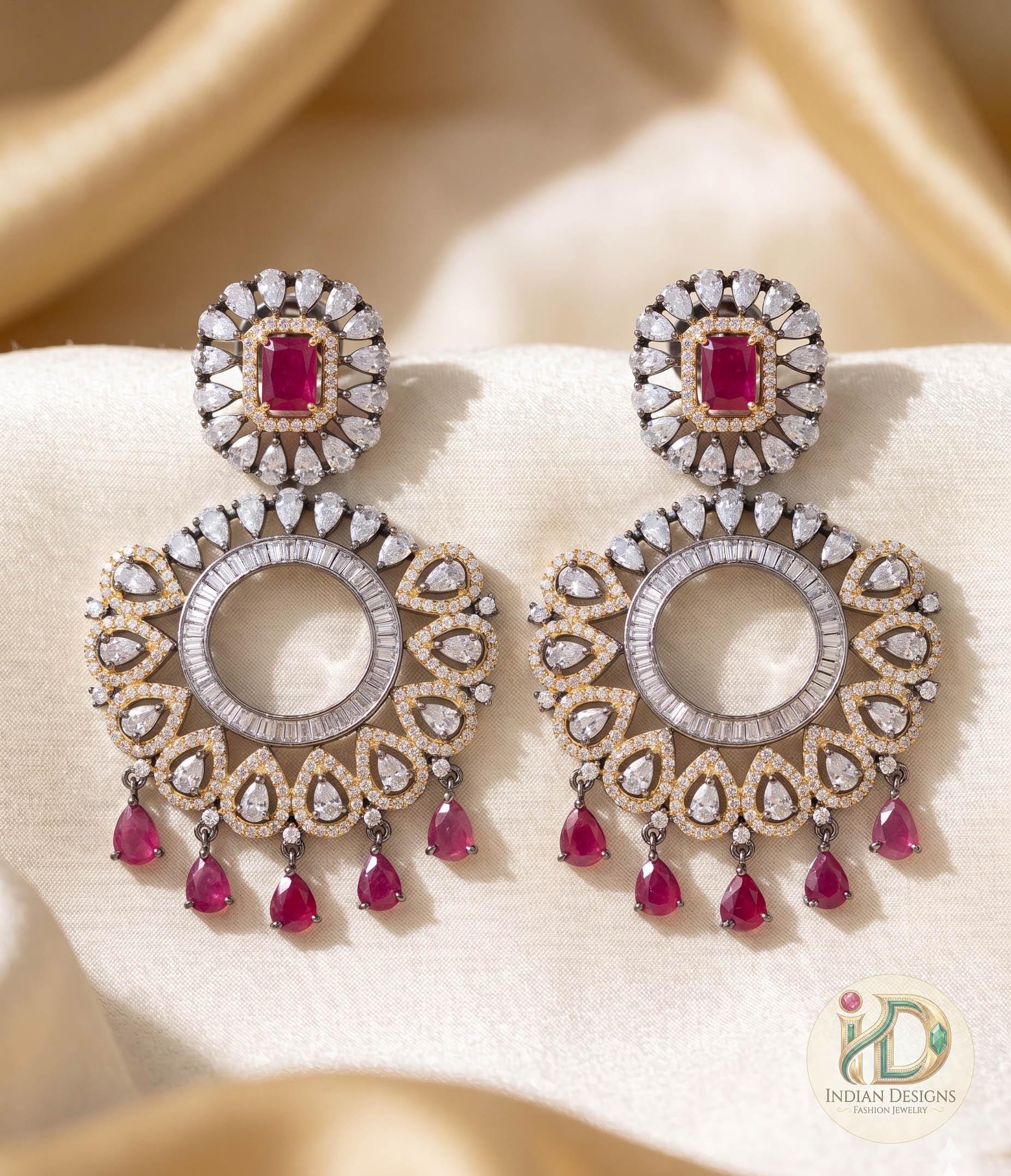 Vintage Ethnic Round Glass Crystal Antique Gold Clear Rhinestone Long Drop Dangle Earrings For Prom, Bridesmaids