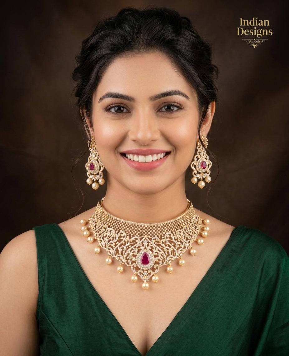 Traditional Gold Plated Choker Set| Statement Necklace and Jhumka Earrings| Ethnic Indian Wedding Jewelry| Bridal choker| Gift for Her,