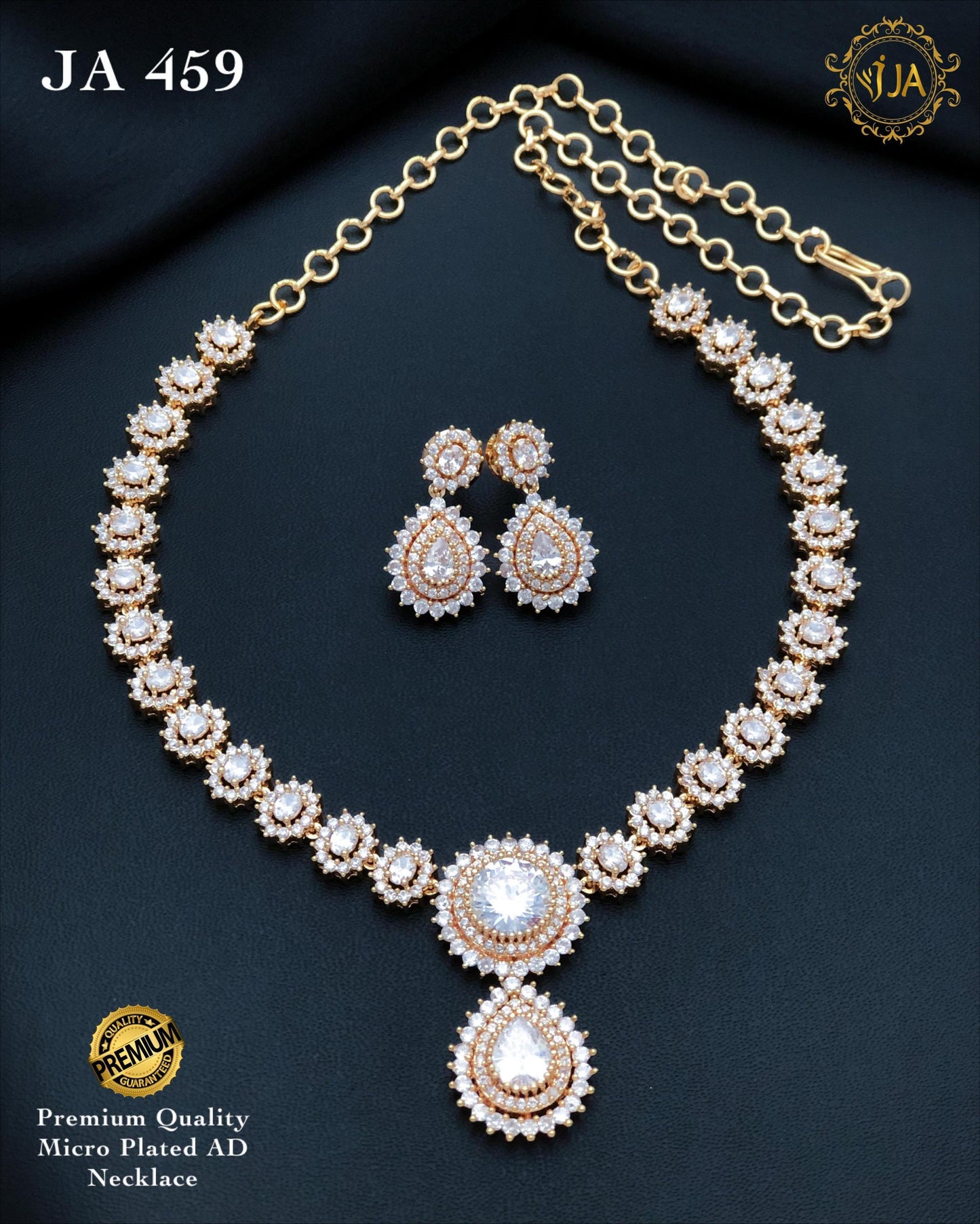 Hand crafted Zircon Stone Enhanced Necklace|Rose Gold Polish Copper Alloy Stone CubicZirconia Necklace|Womens Luxury Elegant Fashion Jewelry
