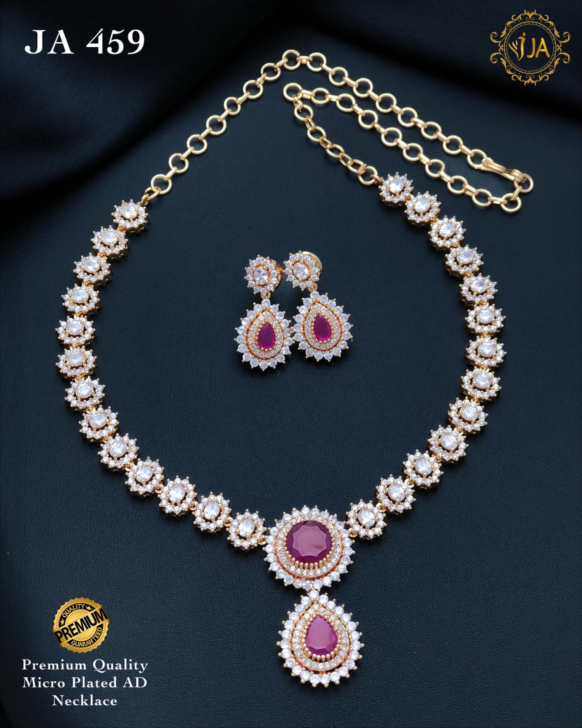 Hand crafted Zircon Stone Enhanced Necklace|Rose Gold Polish Copper Alloy Stone CubicZirconia Necklace|Womens Luxury Elegant Fashion Jewelry