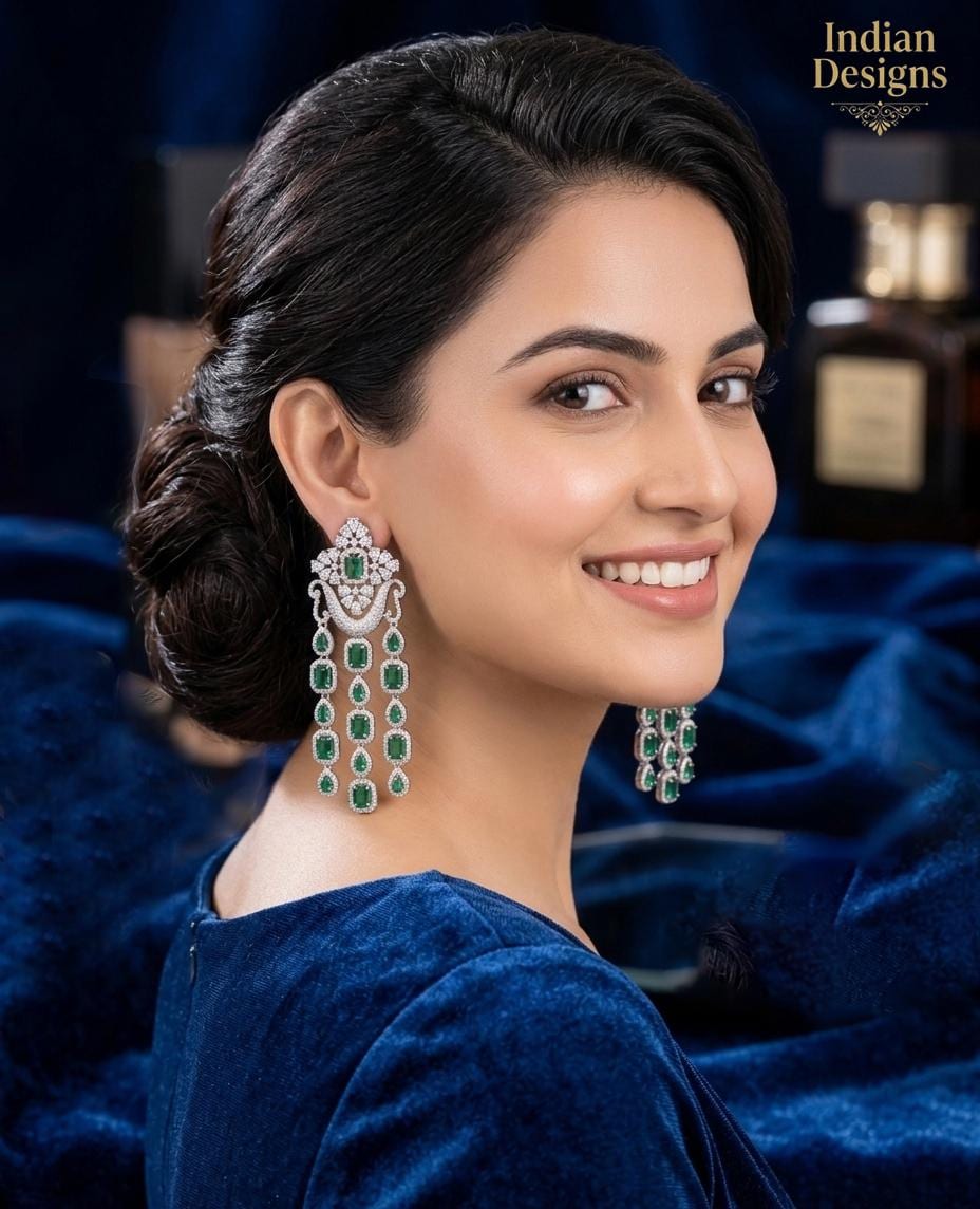 Stunning Indian Statement Chandelier Earrings| Silver Polish AD stone Dangle Drop Earrings| Wedding, & Party Earrings| gift for her
