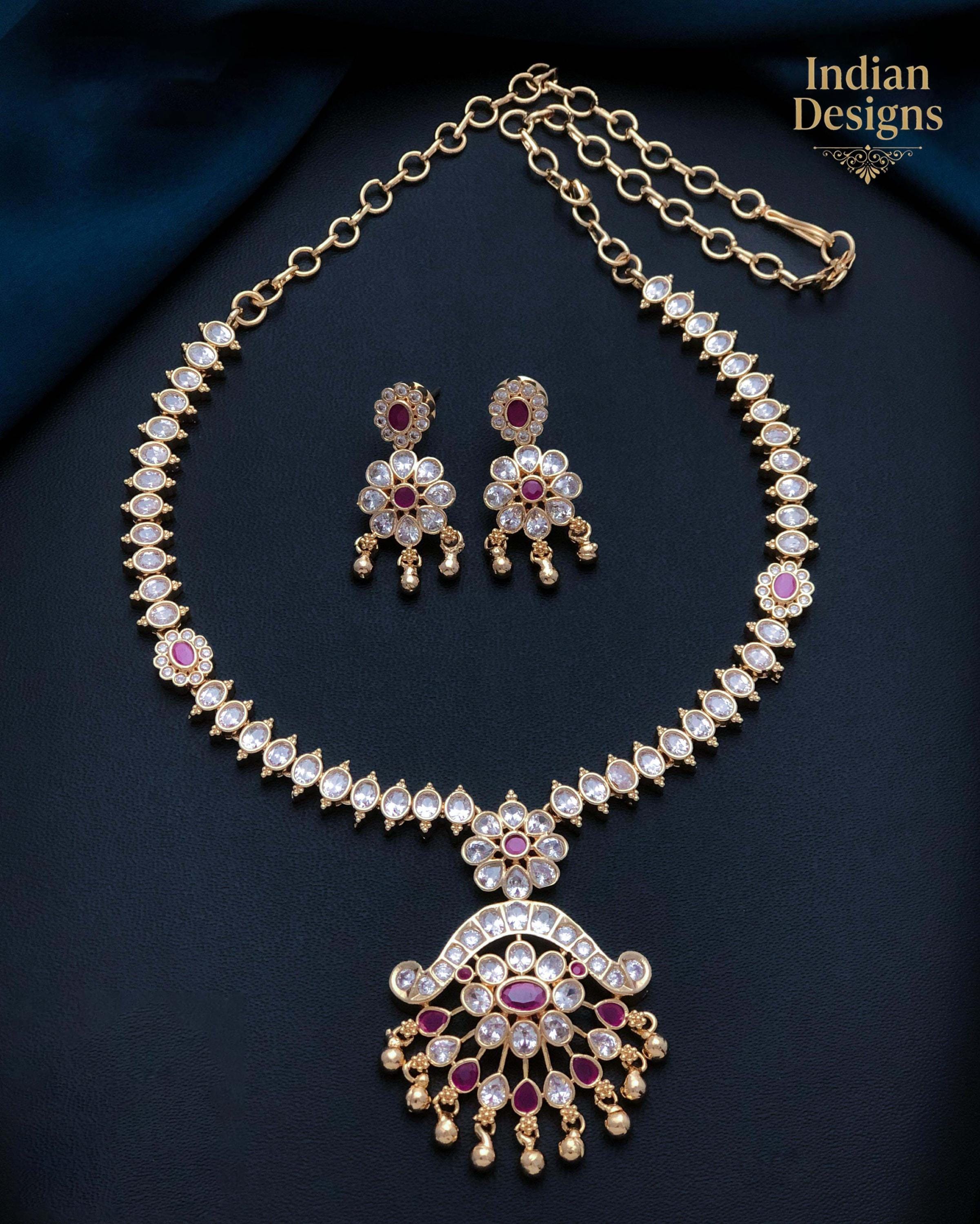 Traditional Indian Necklace and Earring Set| Gold Plated CZ