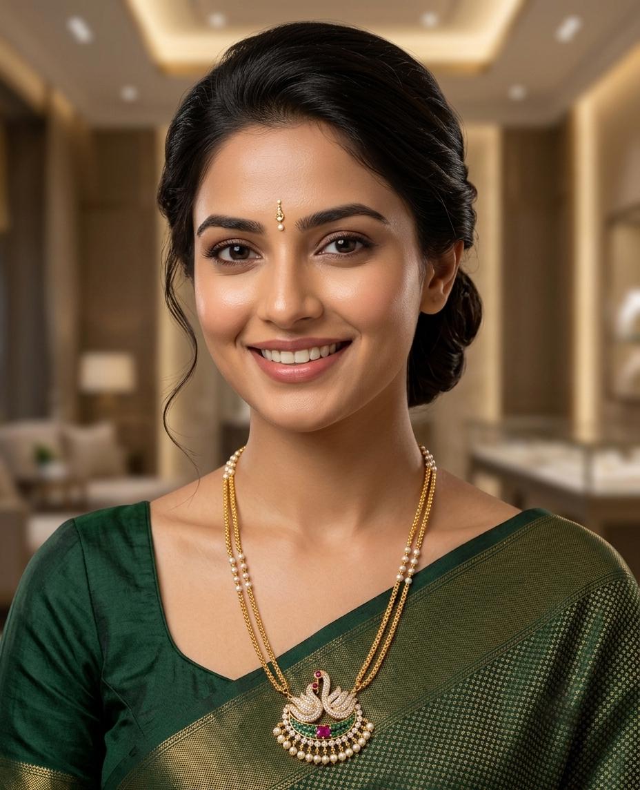Swan Pendant Long Necklace| Indian Pearl Necklace| CZ American Diamond Necklace| Bridal Jewelry| Wedding Party Jewelry| Gift for Women