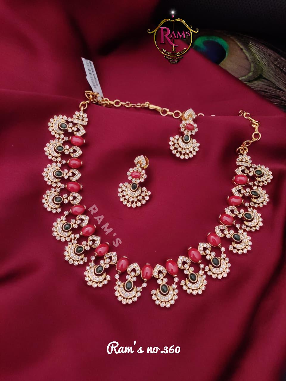Indian Bridal Necklace Set with Earrings| Red Green CZ AD Jewelry| Gold Plated Wedding Necklace, Bollywood Party Jewelry Gift| Statement set