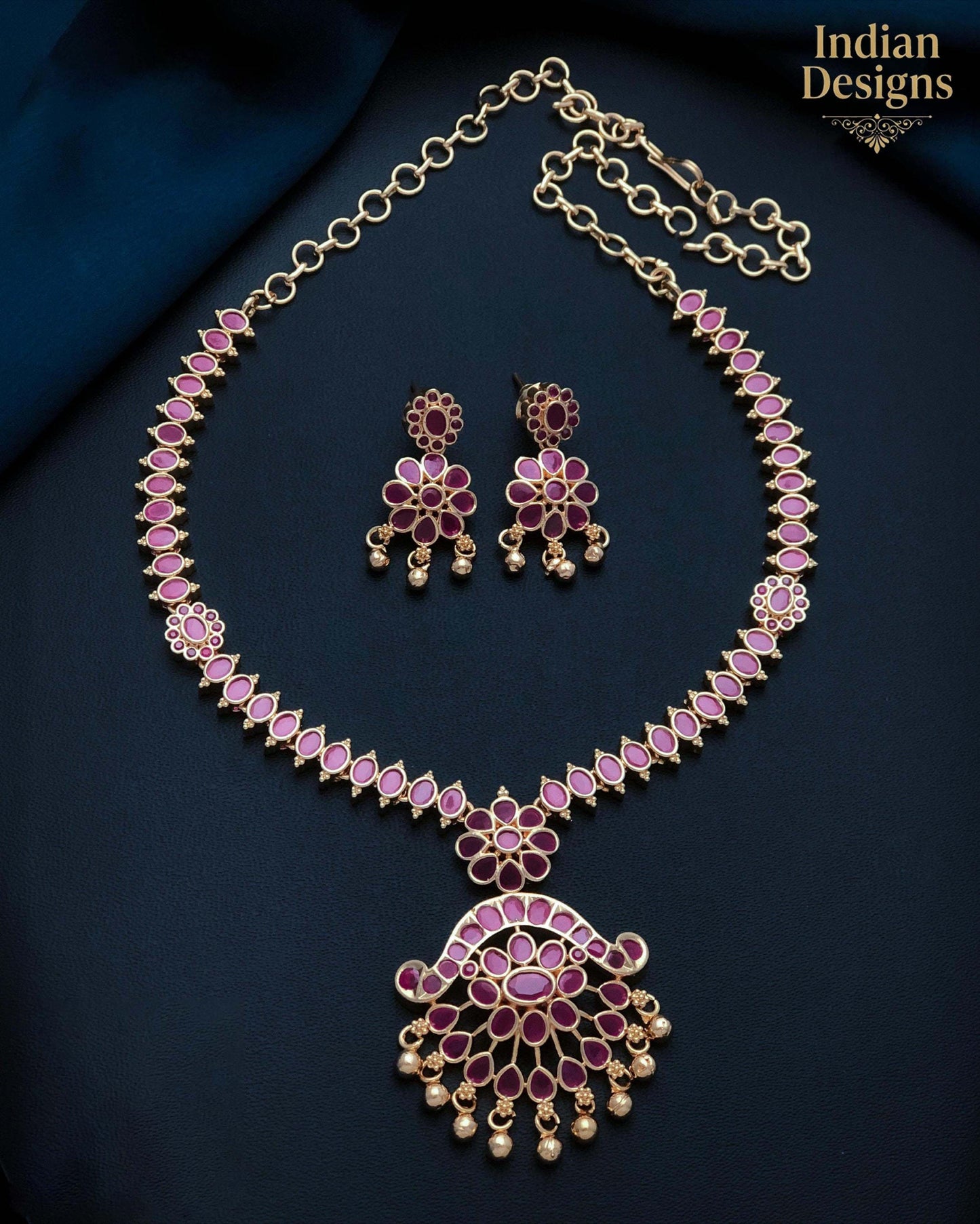 Traditional Indian Necklace and Earring Set| Gold Plated CZ Jewelry for Wedding and Party| Statement Jewelry| Indian Designs Gift for her