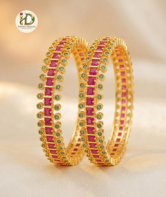 Gold Plated Ruby and Emerald Stone Bangles| Traditional Indian Designer Bangles| Ethnic Party Wear Bracelet| Indian Jewelry Gift for Women