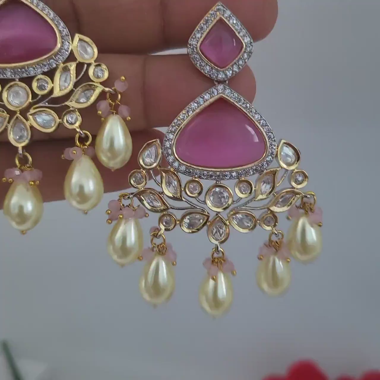 Kundan bridal earrings | Gold Plated Kundan Earrings with Pearl drops | Stylish Statement Earrings wedding | Indian Wedding Bridal Jewelry