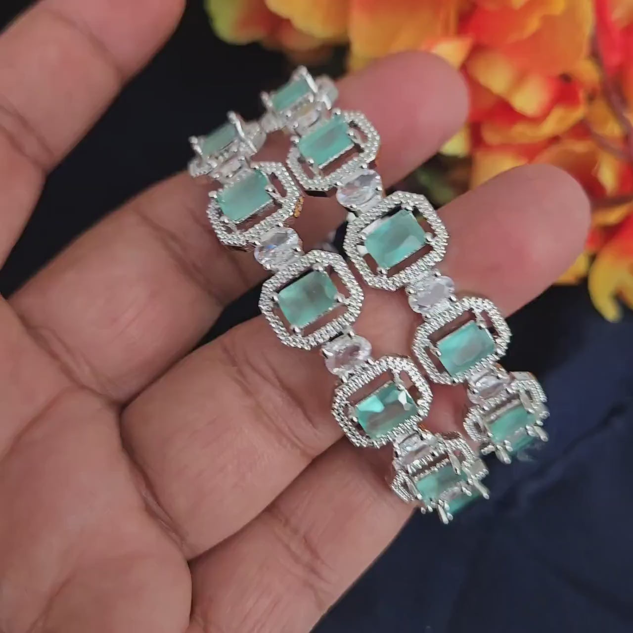 American diamond bangles| cz stone bangles| silver finish ad bracelets| party wear ad kada set| wedding jewelry bangles| gift for her