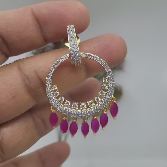 Chandbali earrings designs in gold polish with low price | rose gold cz chandbali | indian wedding earrings | fashion bollywood earrings