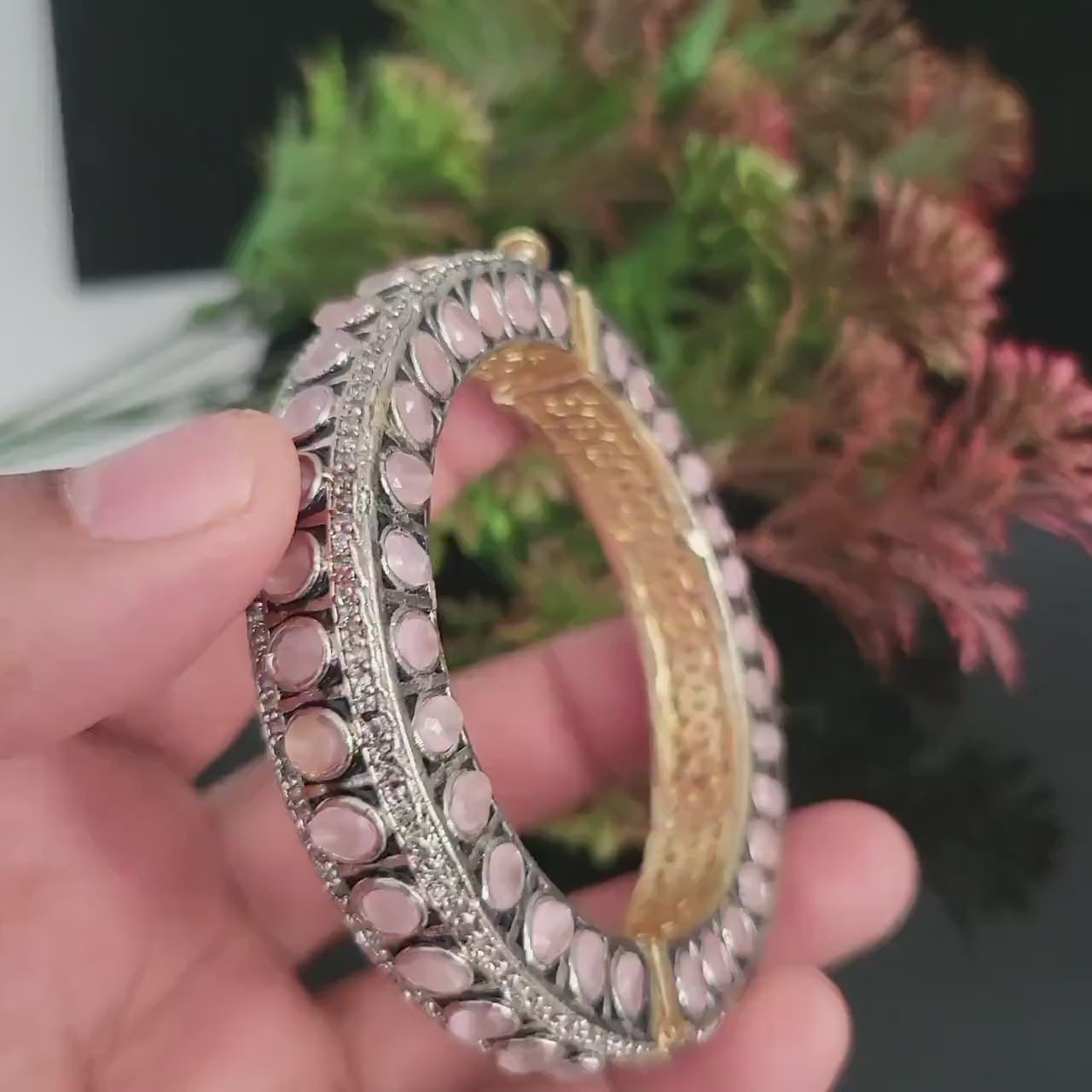 Oxidized silver kada bangle set: antique indian cuff bracelets