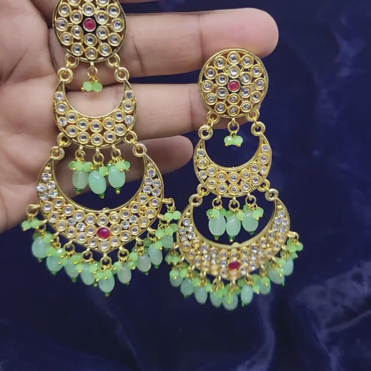 Bollywood kundan chandelier earrings |indian chandbali earrings| bridal statement earrings |punjabi pakistani wedding earrings |gift for her