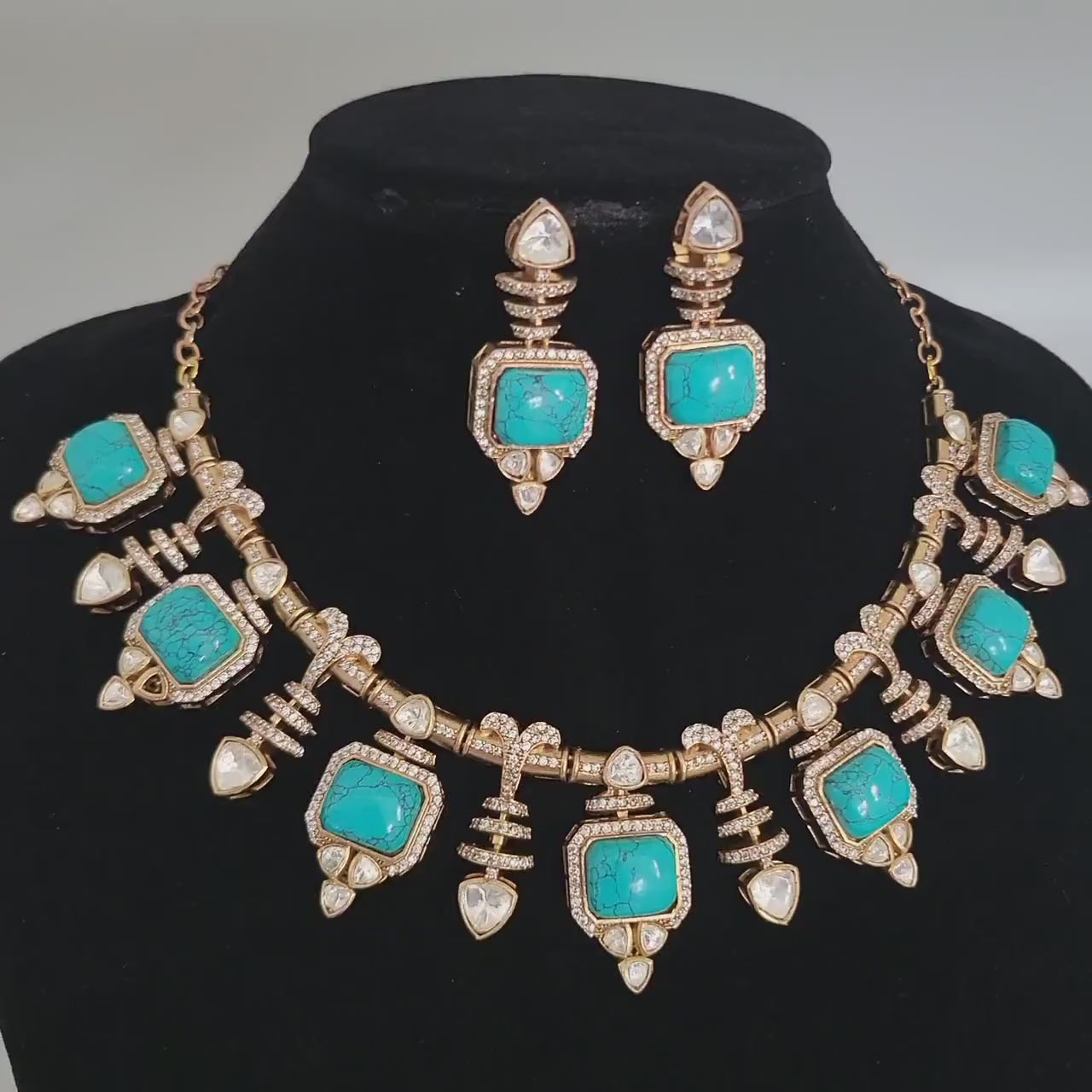 Red coral doublet and moissanite stone necklace & earring set| victorian gold purple kundan sabyasachi inspired jewelry| statement necklace