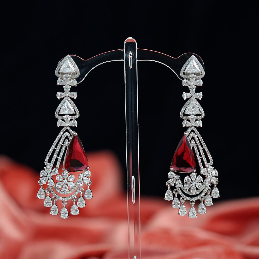 Sparkling Cubic Zirconia Crystal Rhinestones Drop Dangle Wedding EarringsChandelier Earrings|Bridesmaid gift|CZ Triangle Earrings