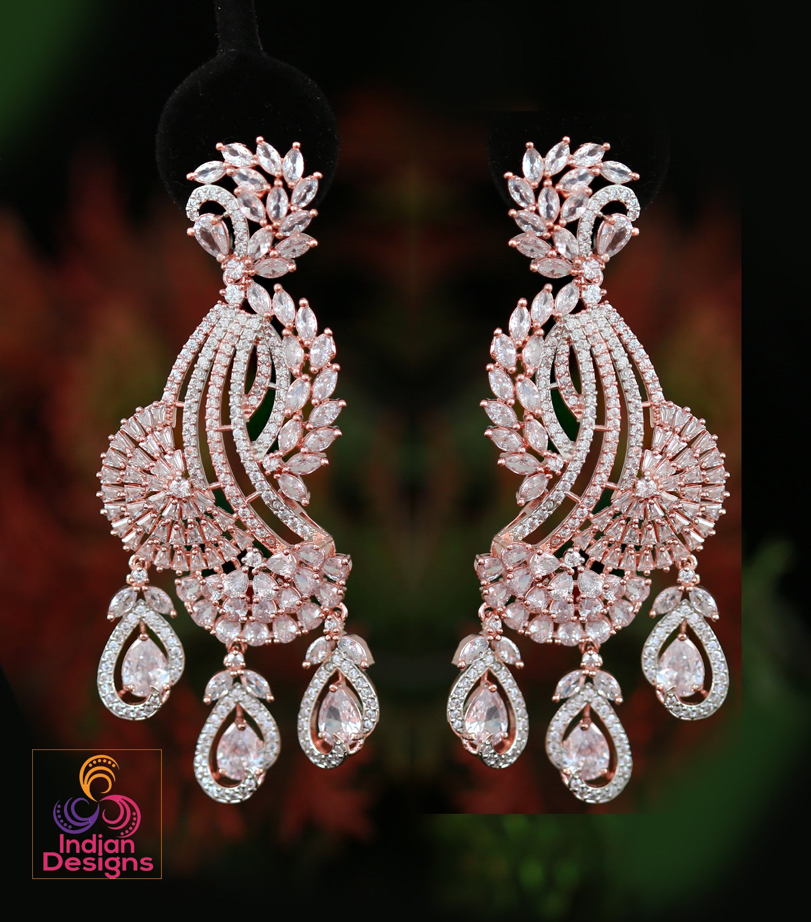 Priyaasi American Diamond Earrings for Women | Stunning Studded Design |  Rose Gold-Plated Earrings | Lever Back Closure | Elegant Western Earrings  for Women & Girls : Amazon.in: Fashion