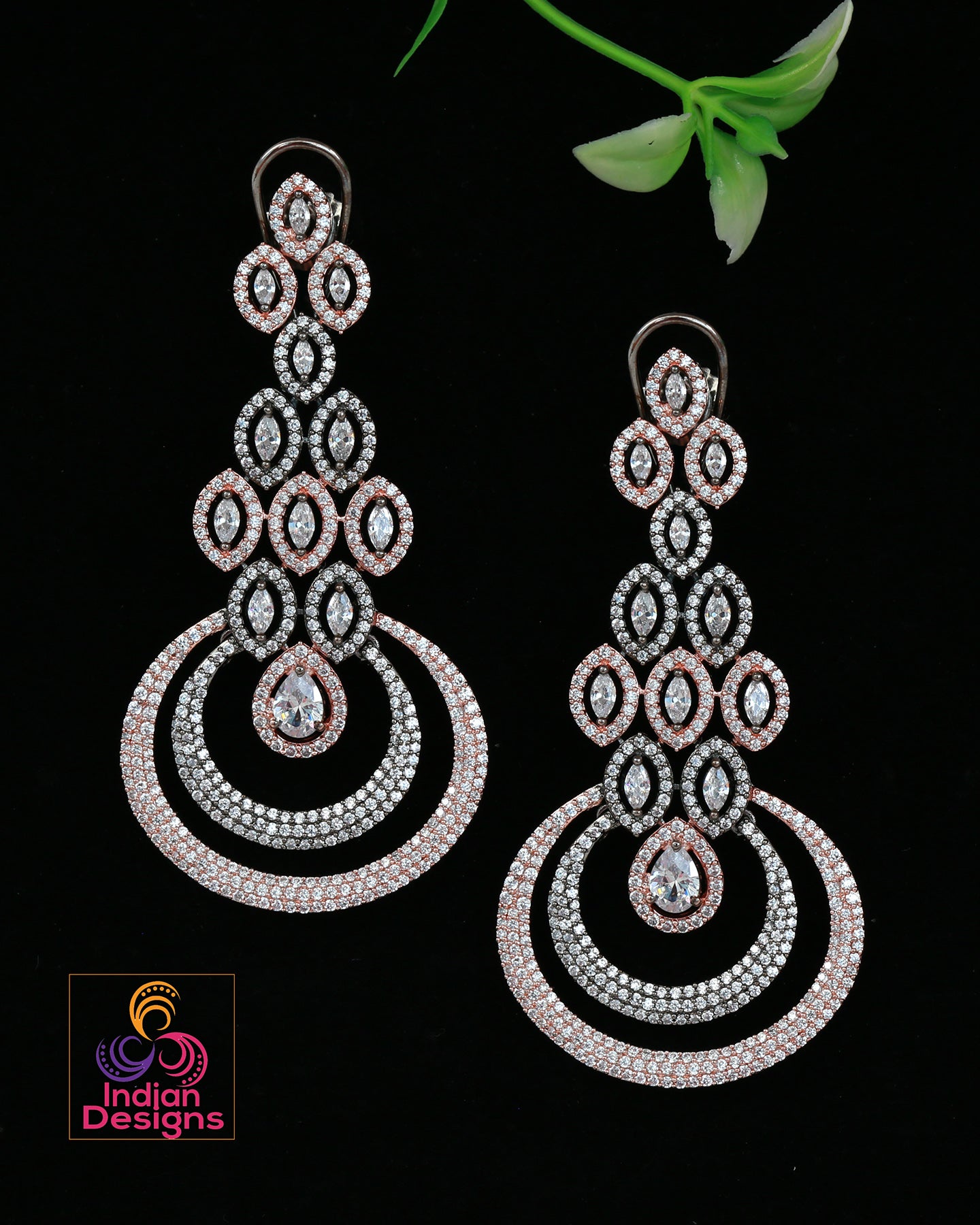 Rose Gold Plated Diamond Chandelier Earrings, Indian Jewelry, Statement  Earrings, Statement Jewelry, Diamond Earrings, Indian Earrings - Etsy
