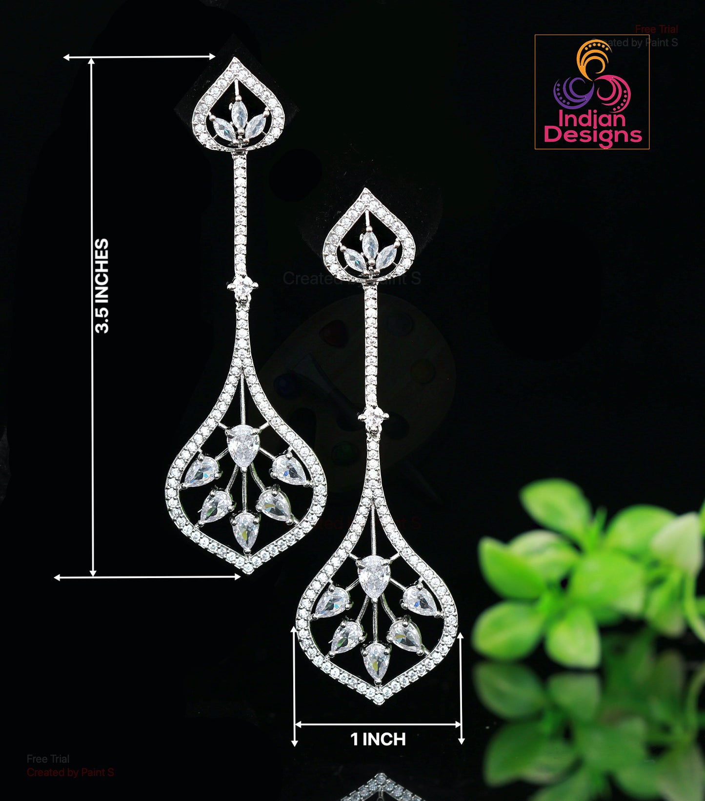 Minimalist Silver drop dangle earrings | Rose-Gold Luxury look CZ Diamond crystal Long Drop Earrings