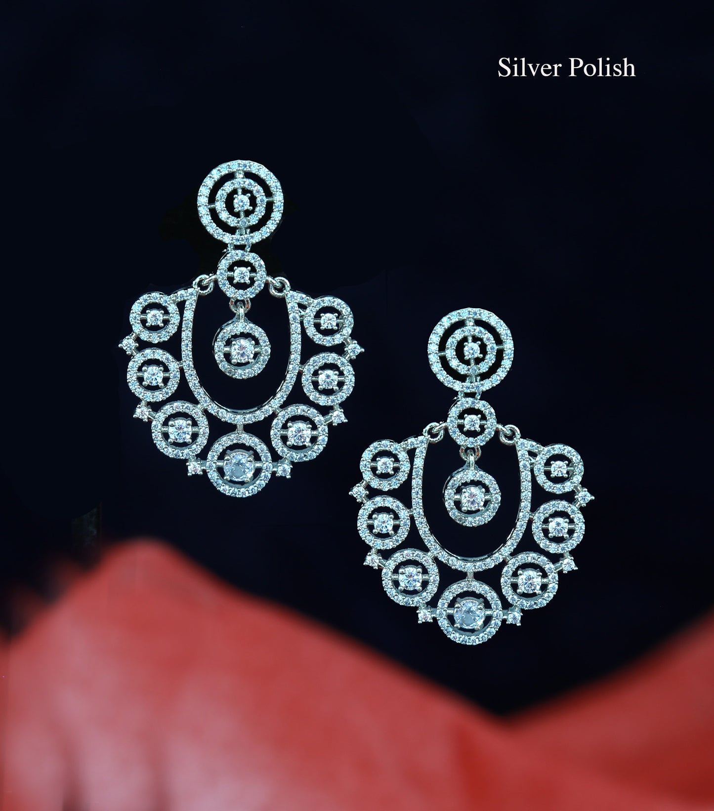 American Diamond Silver Earrings | Rose Gold Indian Earrings