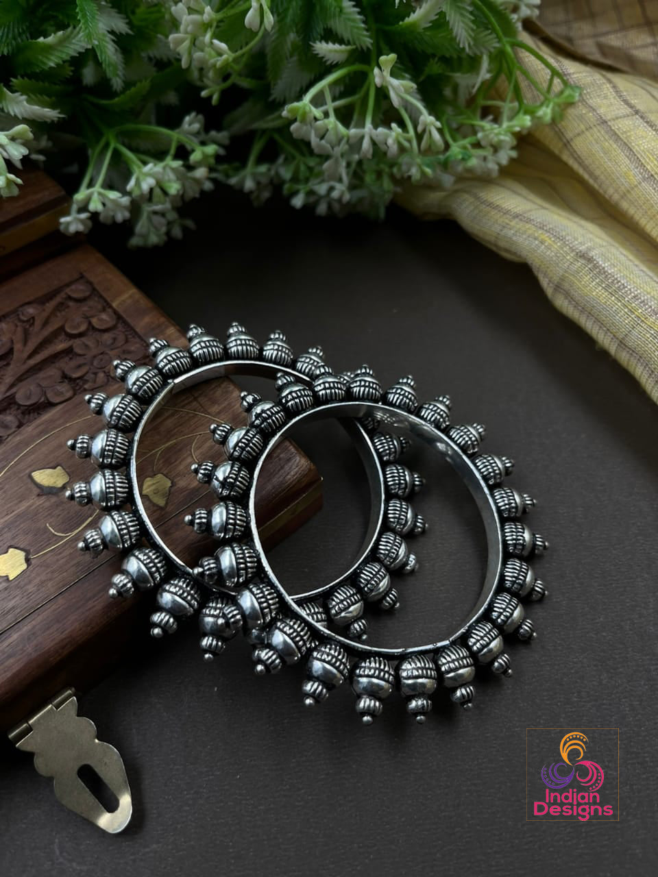 Indian Style Oxidized bangle set | German Silver bangles