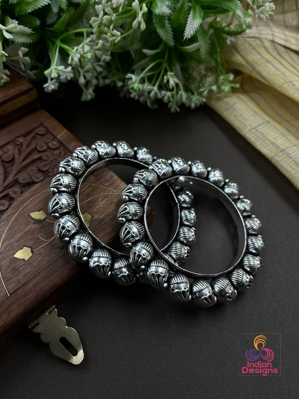 Oxidized Silver bangles with Traditional Indian designs